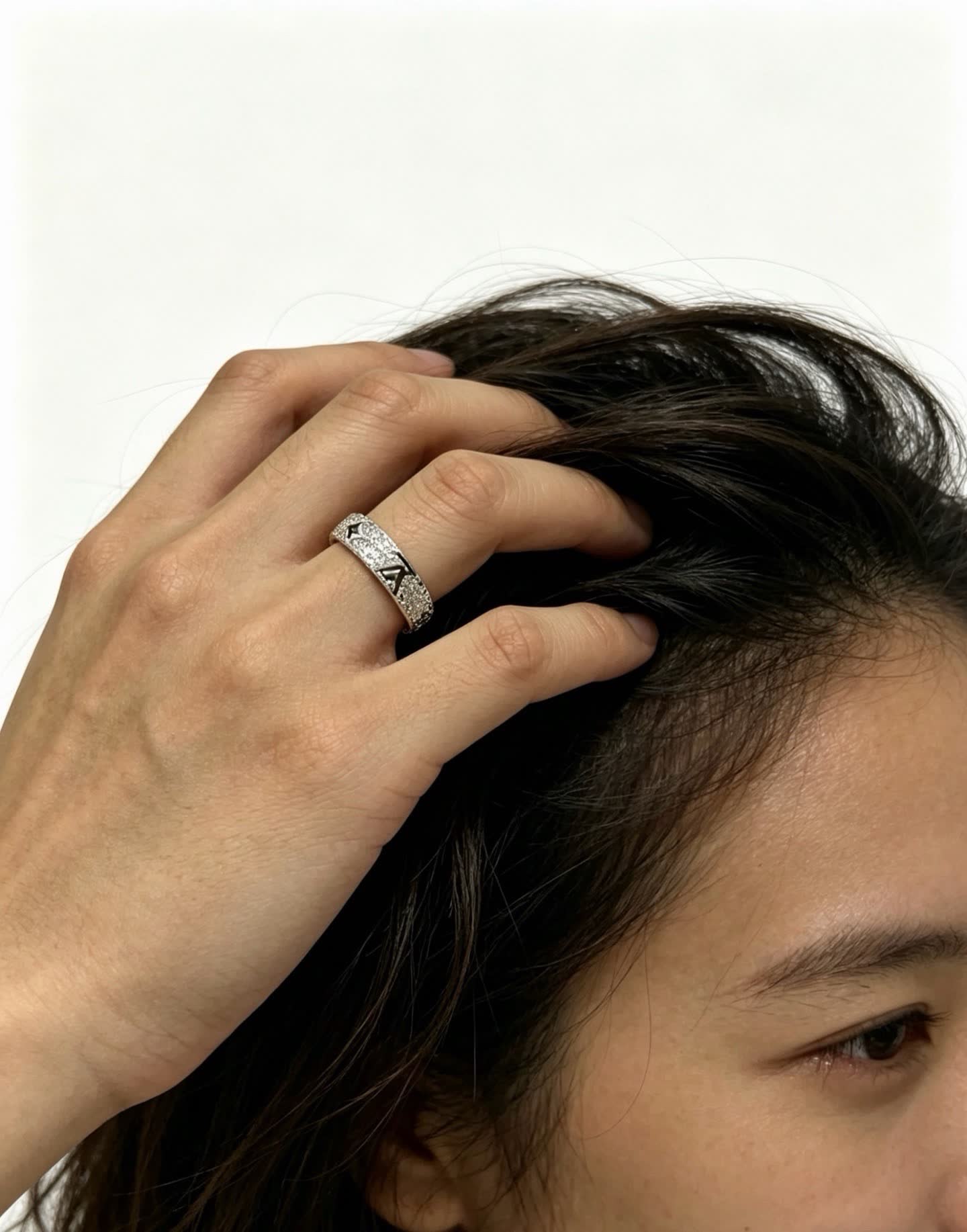 Louis Vuitton Silver Ring with Diamond Accents